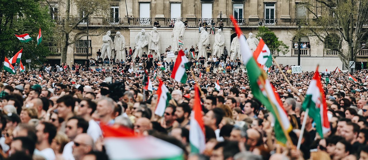 Tüntetés Magyar Péter szervezésében Budapesten, 2024. április 6-án