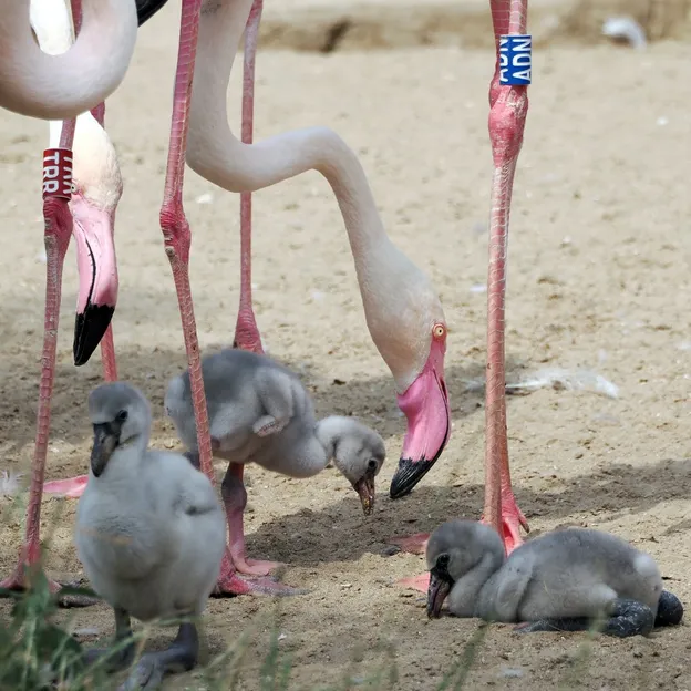 Felnőtt felügyelettel flangálnak a fővárosi flamingófiókák