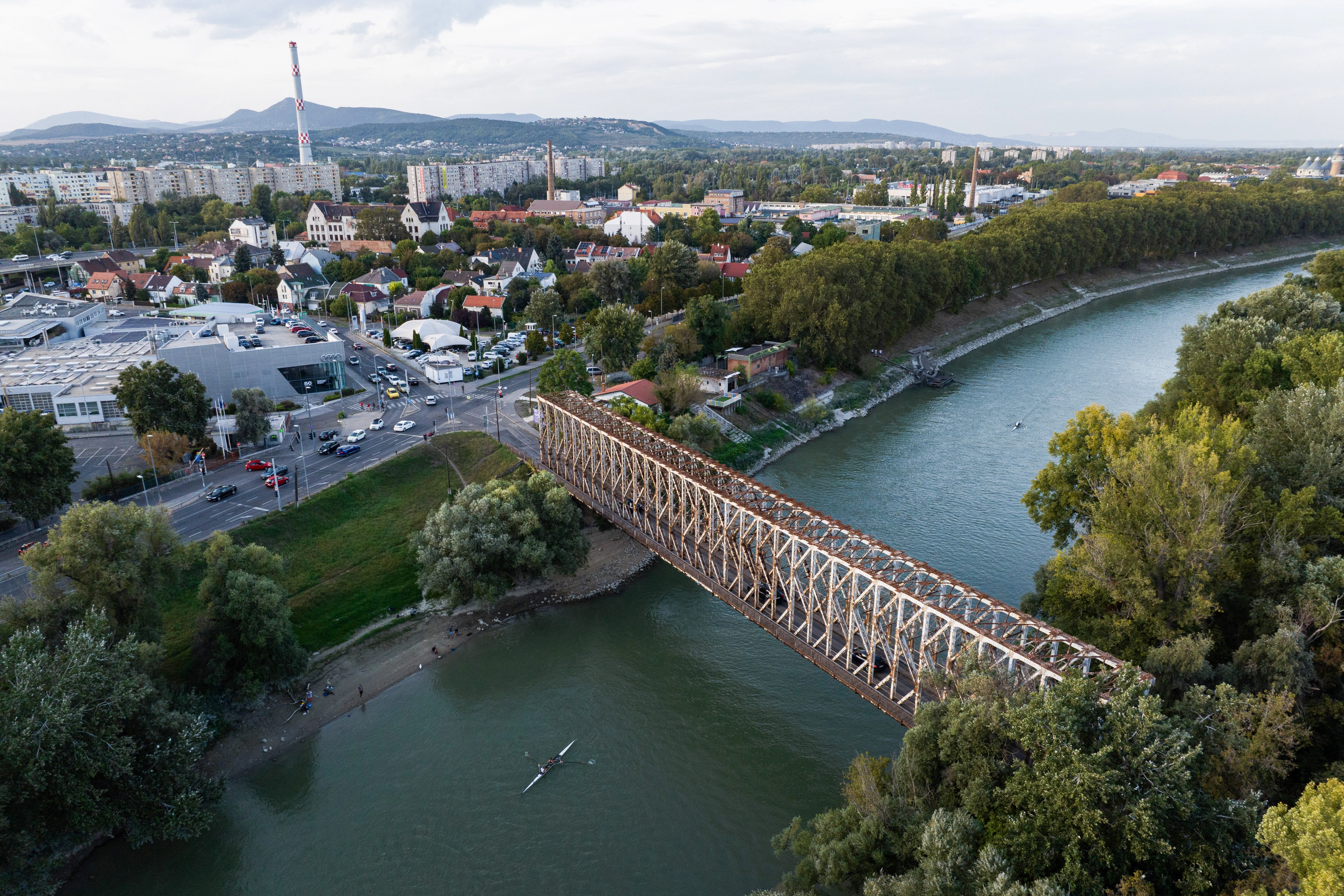 2023.09.22. Légifelvételek az Árpád híd, Hajógyári-sziget, Óbudai Gázgyár környékéről.