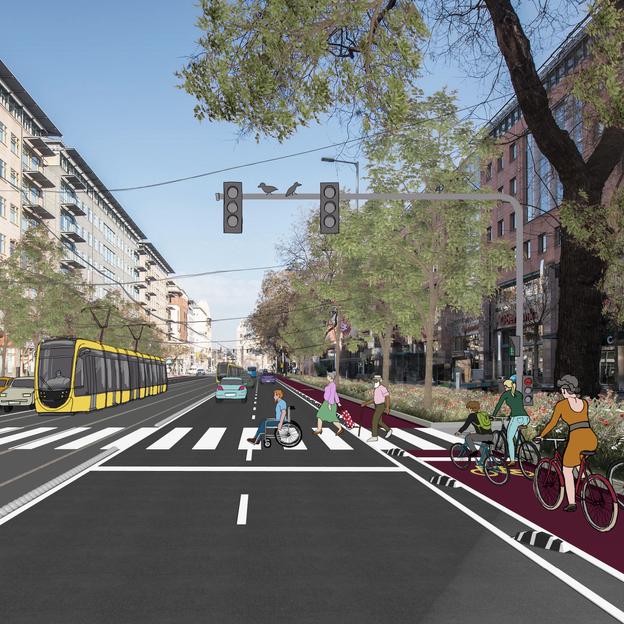 Villamos a Bajcsy-Zsilinszky úton, elbontott felüljárók 2030-ra?